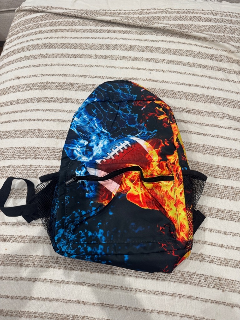 5/8 Men's Flame Football Print Backpack - Blue & Orange